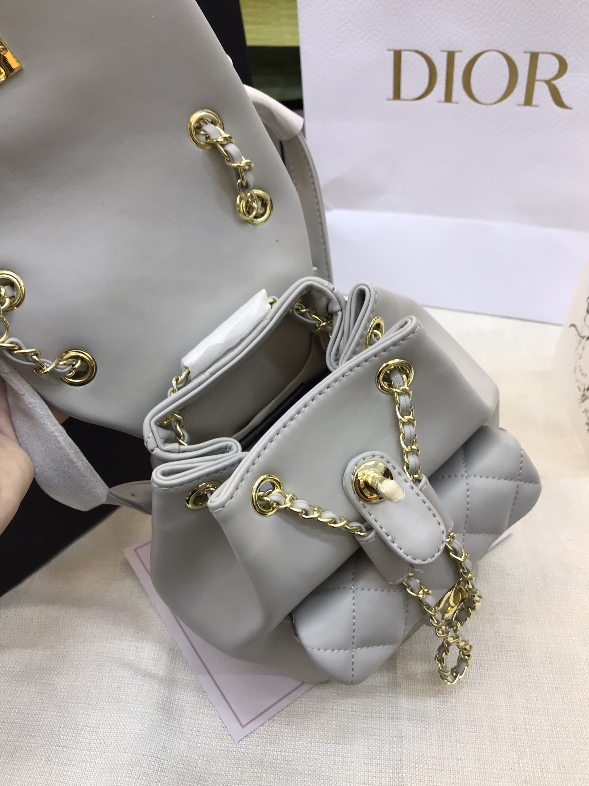Balo Chanel Duma Super Màu Xám Size 18cm